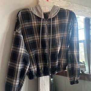 Plaid/Grey Zip-up Jacket